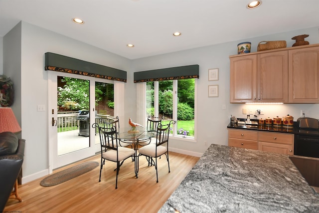 dining room with light hardwood / wood-style flooring