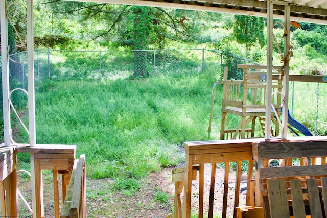 view of yard with a playground