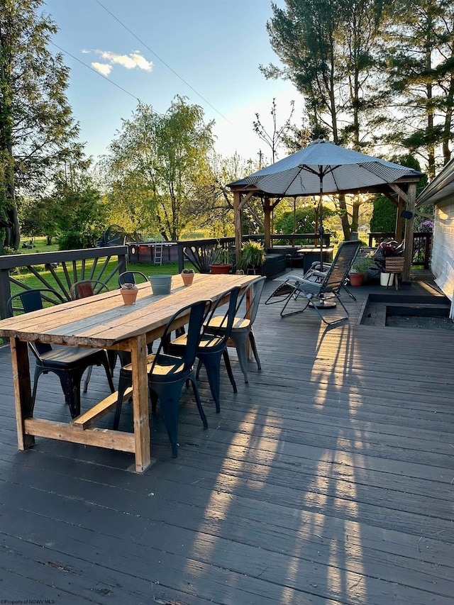 deck featuring a gazebo