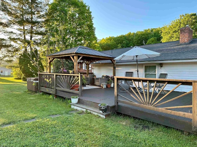 exterior space with a gazebo and a yard