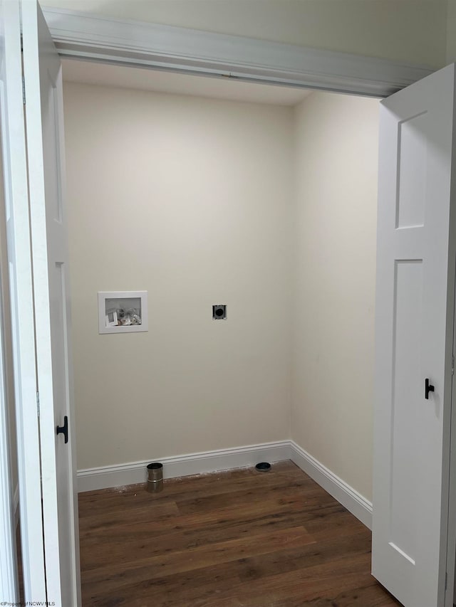 laundry room featuring hookup for a washing machine, dark wood-type flooring, and hookup for an electric dryer