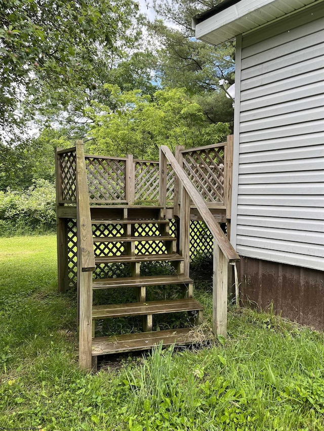 3485 Adolph Rd, Mill Creek, WV 26280 - deck with stairway and view of scattered trees