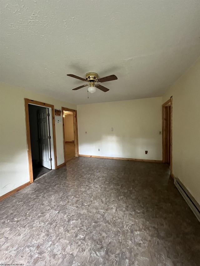 3485 Adolph Rd, Mill Creek, WV 26280 - unfurnished room with ceiling fan, a baseboard radiator, and baseboards