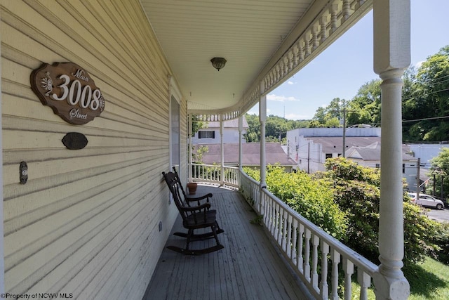 wooden deck with covered porch