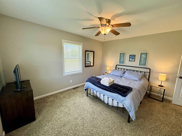 bedroom featuring carpet and ceiling fan