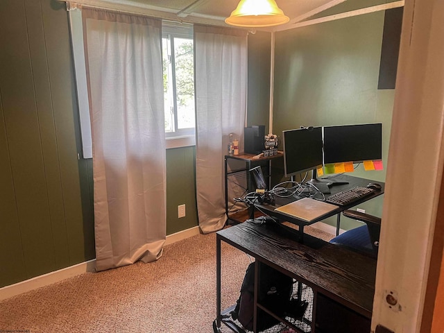 view of carpeted home office