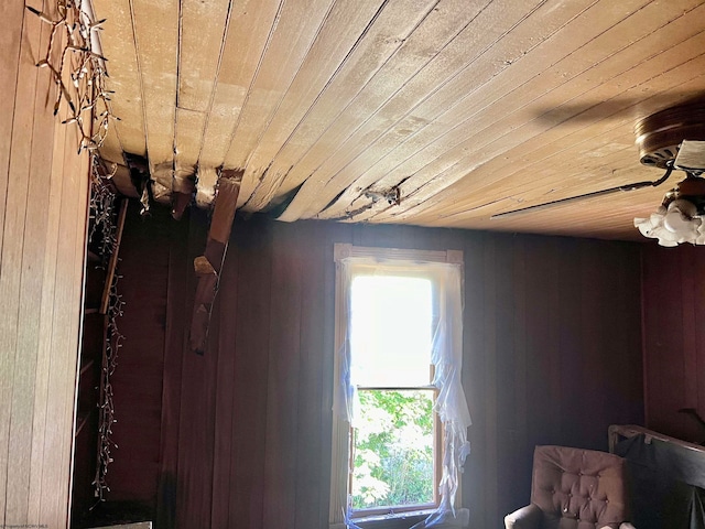 interior space featuring wooden ceiling