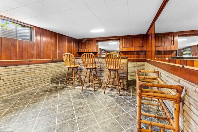 bar with brick wall and wood walls