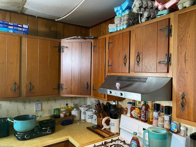 kitchen featuring wall chimney exhaust hood