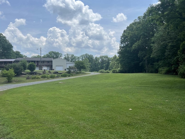 view of property's community with a lawn