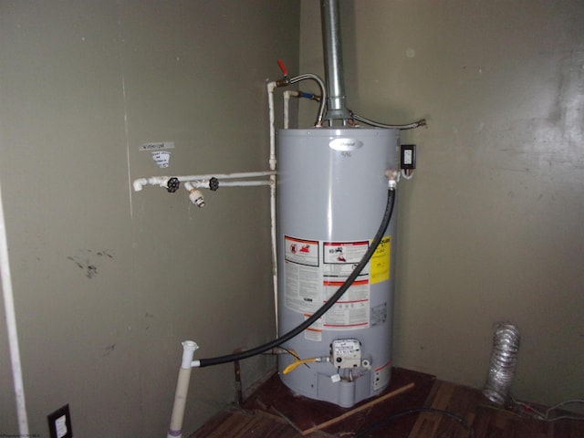 utility room with gas water heater