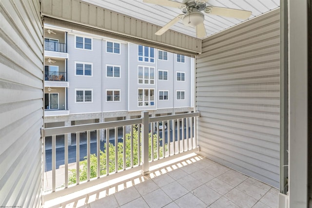 balcony with ceiling fan