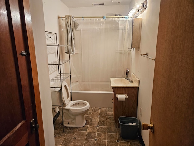 full bathroom with tile patterned floors, toilet, vanity, and tub / shower combination