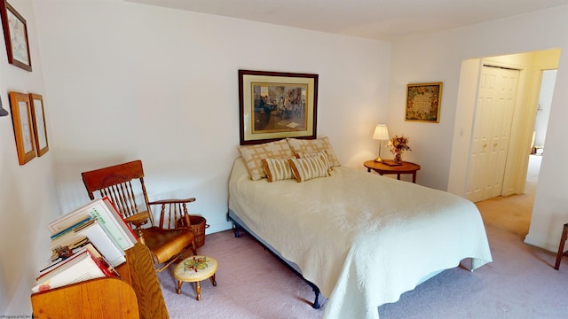 carpeted bedroom featuring a closet