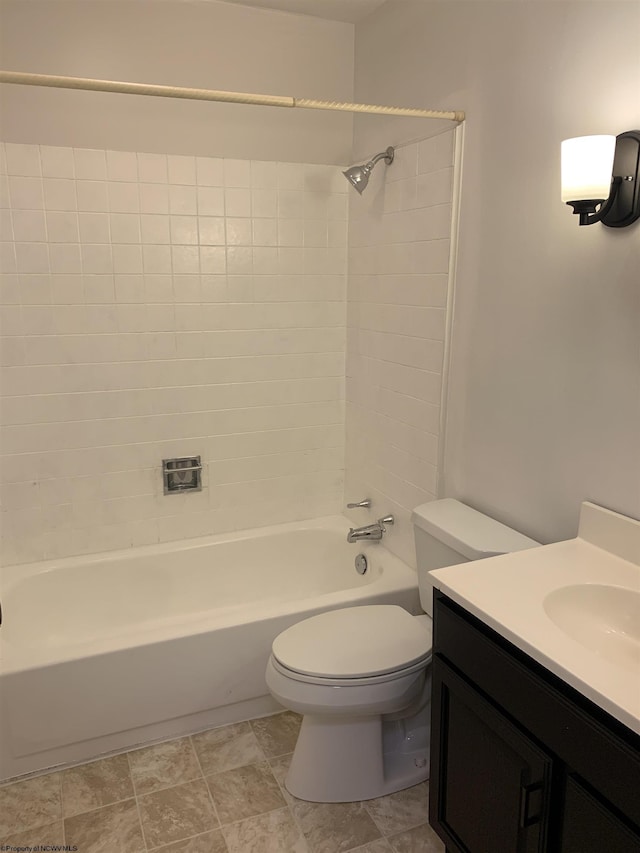 full bathroom featuring vanity, toilet, and shower / bath combination