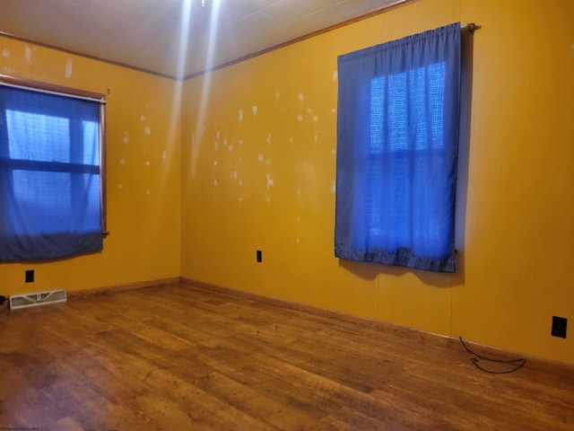 unfurnished room featuring wood-type flooring and plenty of natural light