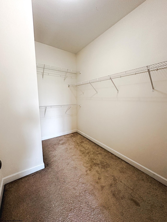 spacious closet with dark carpet