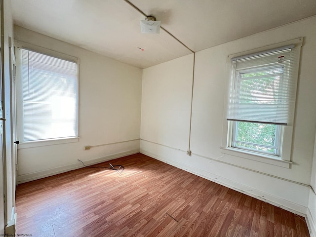 spare room featuring wood-type flooring