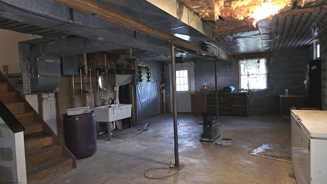 basement featuring sink