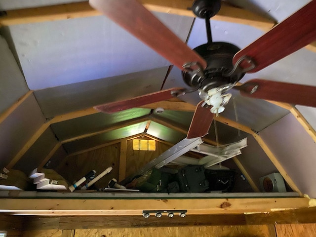 interior details featuring ceiling fan