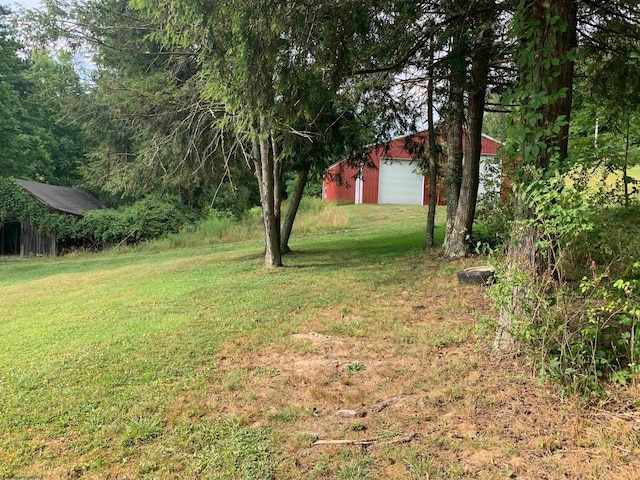 view of yard with an outbuilding