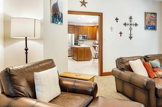 view of tiled living room