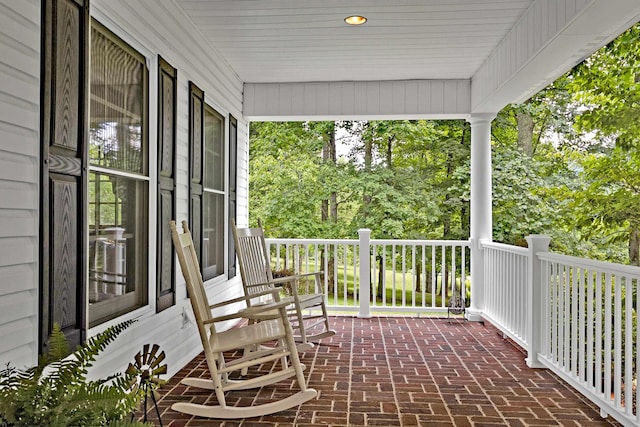 view of patio featuring covered porch