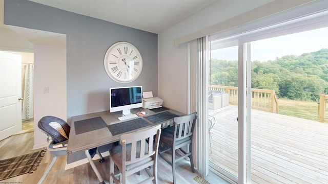 office area featuring hardwood / wood-style flooring