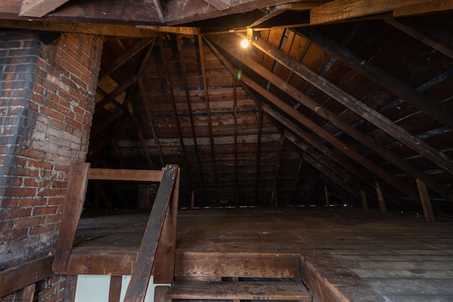 view of unfinished attic