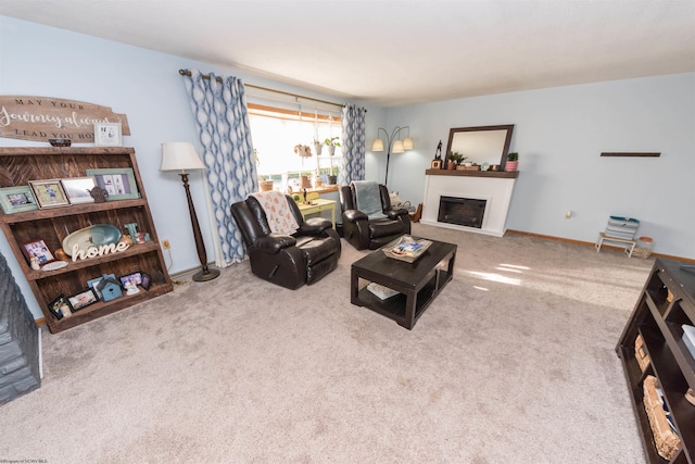 living room with light carpet