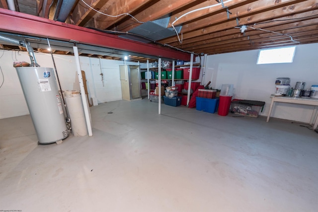 basement with water heater