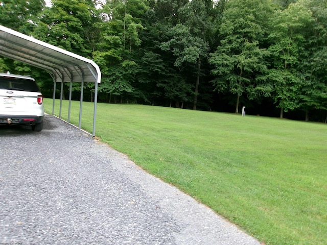 view of yard featuring a carport