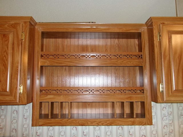 details with a textured ceiling