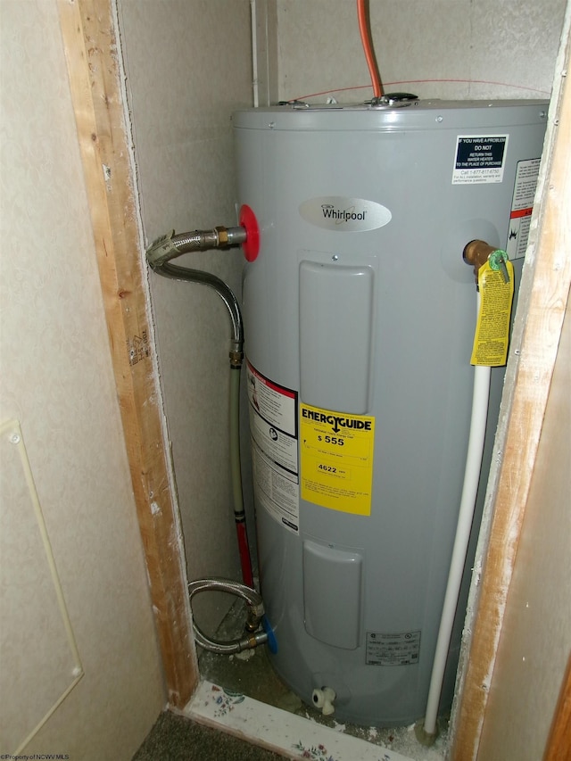 utility room with water heater