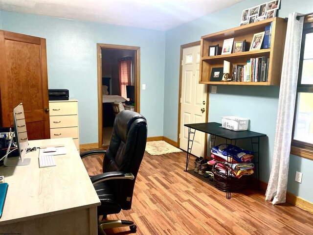 home office featuring light wood-type flooring