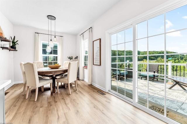 dining room featuring light hardwood / wood-style floors