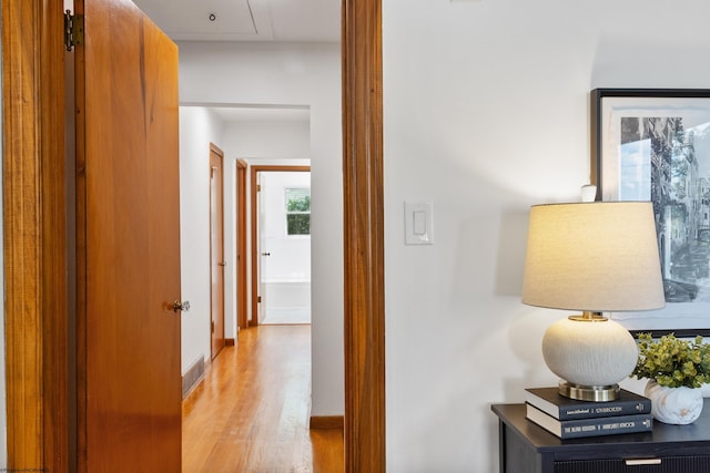 hall featuring light hardwood / wood-style flooring