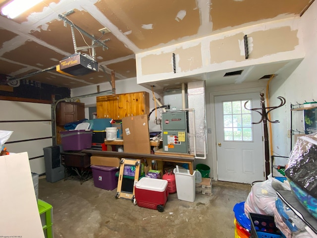 garage with a garage door opener