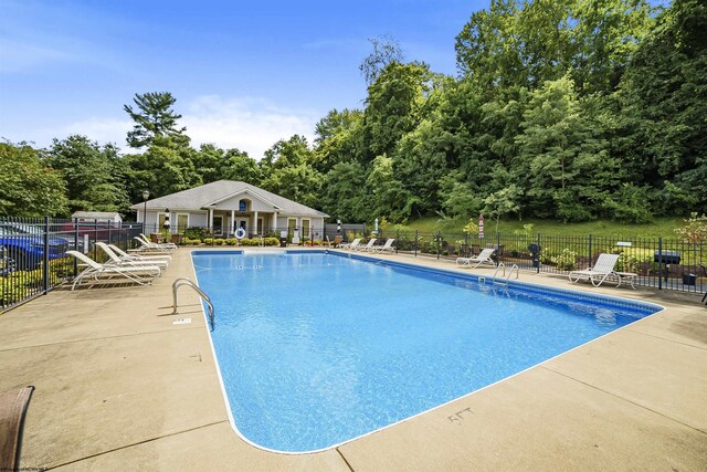 view of swimming pool with a patio area