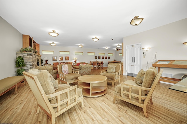 living room with light wood-type flooring