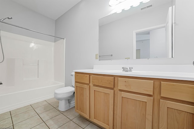 full bathroom with tile patterned floors, vanity, shower / bathing tub combination, and toilet