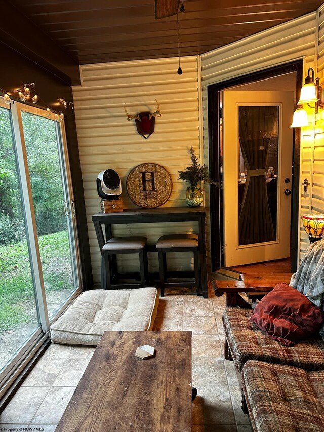 interior space featuring tile patterned flooring