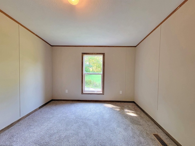 carpeted empty room with crown molding