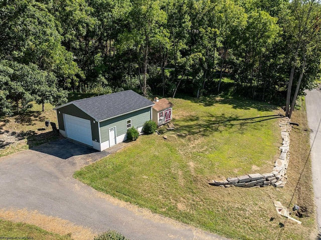 aerial view with a wooded view