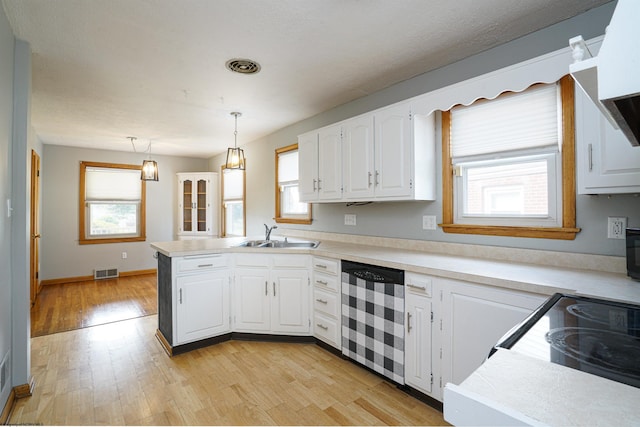 kitchen featuring a healthy amount of sunlight, kitchen peninsula, and stainless steel dishwasher