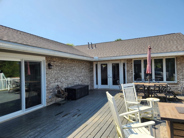 wooden deck with french doors