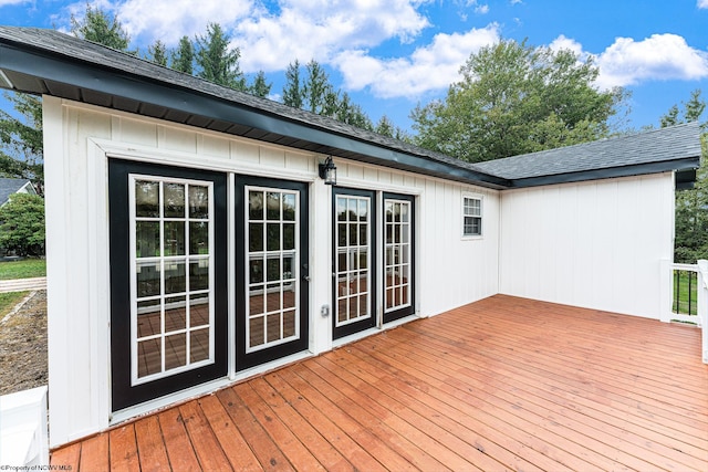 wooden deck with french doors