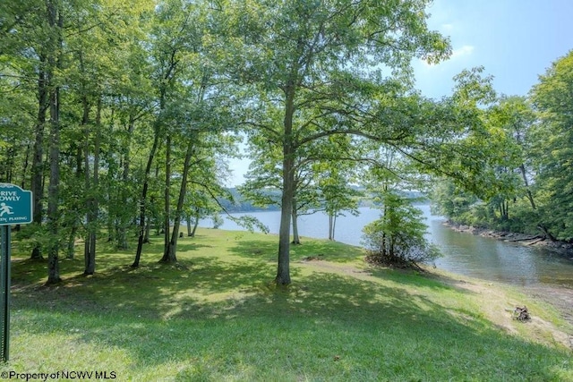 view of yard with a water view