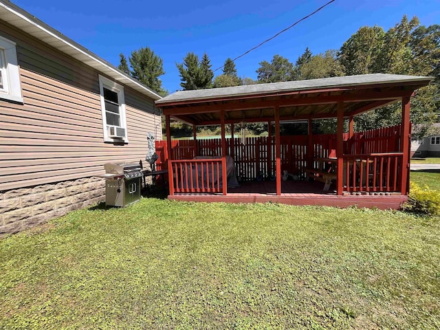 view of yard with a gazebo and a deck