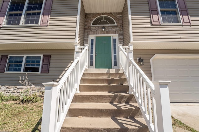 entrance to property with a garage